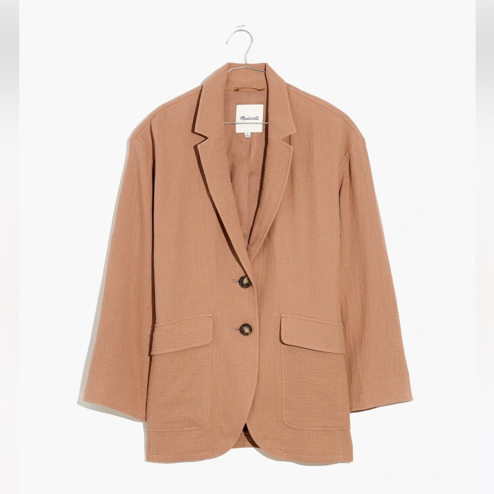 Madewell Cotton Linen Relaxed Larsen Blazer Small faded earth pink tan